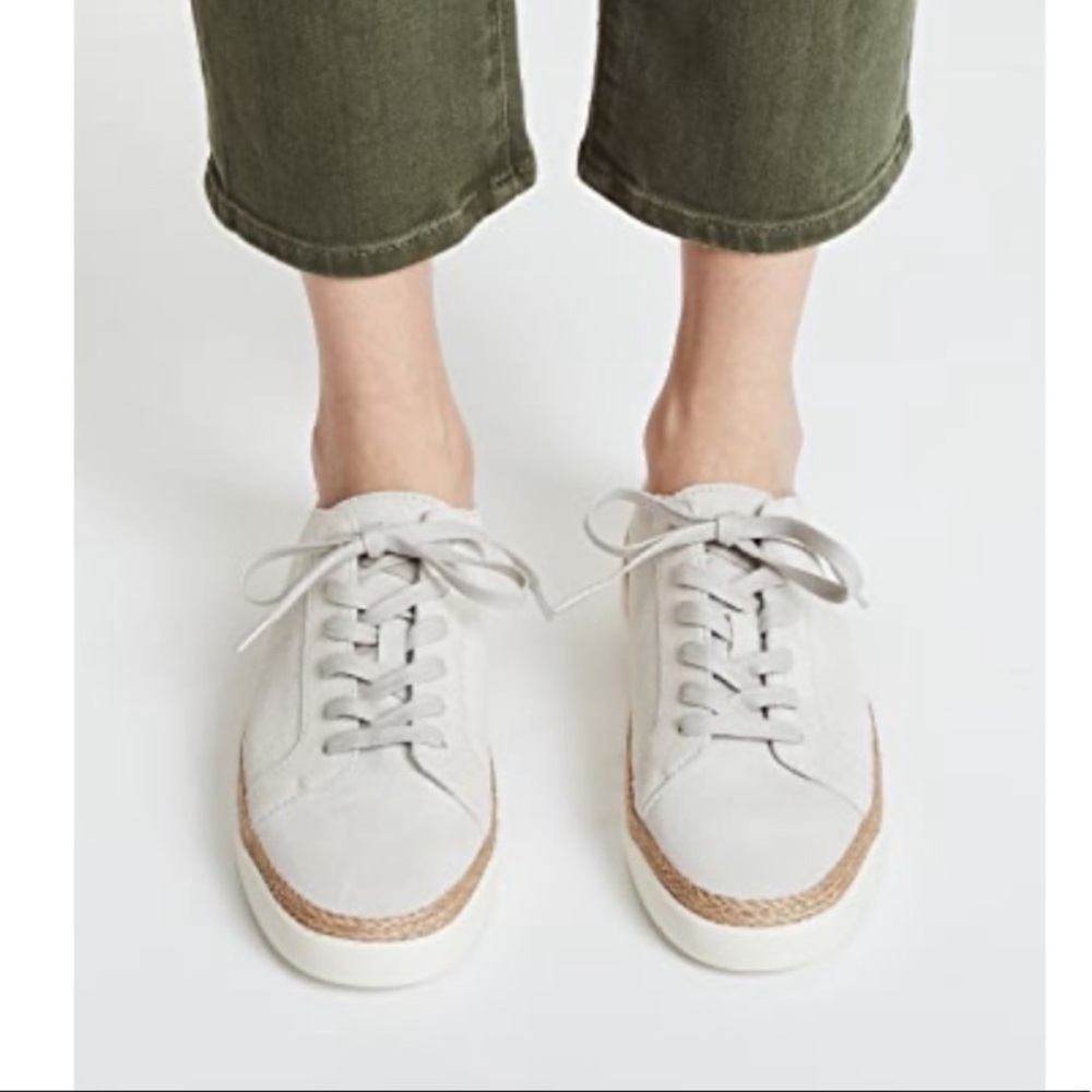 Vince. || Jadon Suede + Raffia Espadrille Sneakers‎ Gray Tan 36 6